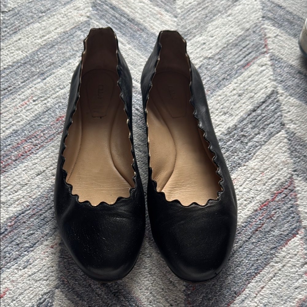Black Leather Women's Flats